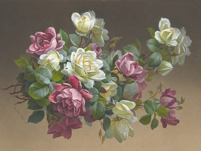 1855-Paul de Longpré - Rose